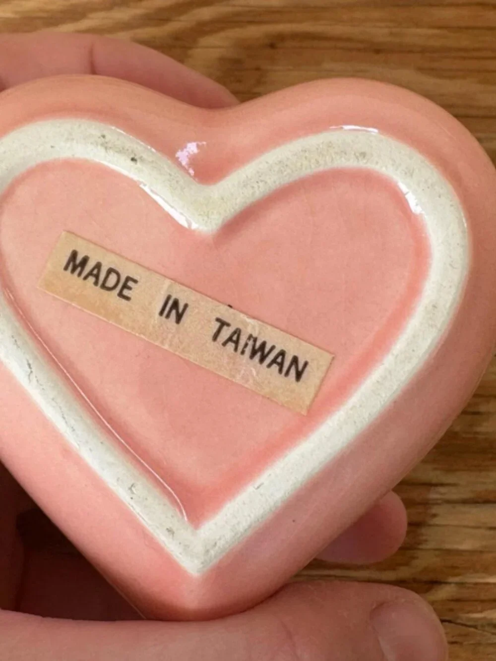 Vintage Ceramic Heart Trinket Box – Signed Floral Jewelry Storage